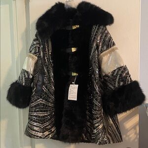 NWT-Elegant Black and Silver Women's Coat